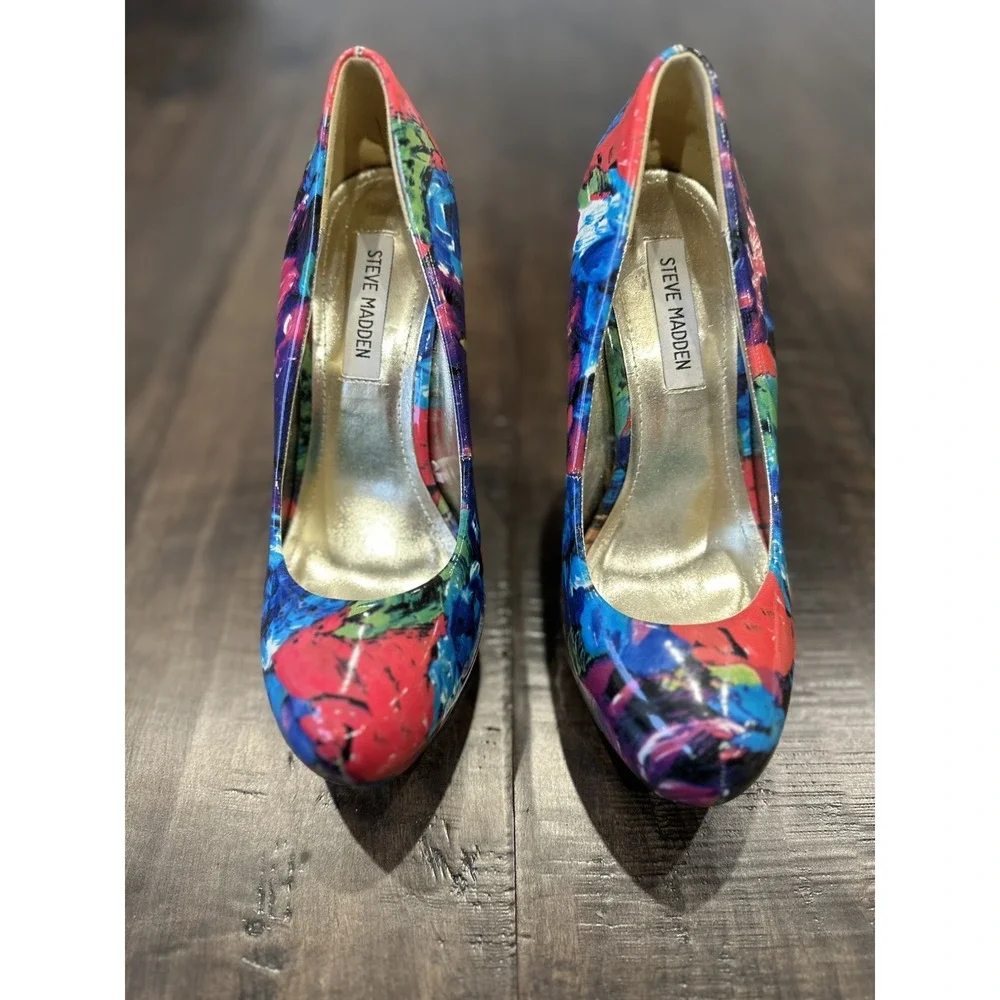 STEVE MADDEN Ressa FLORAL PRINT PLATFORM STILETTO SHOES PUMP HEELS 8.5🔥🔥🔥🔥🔥
